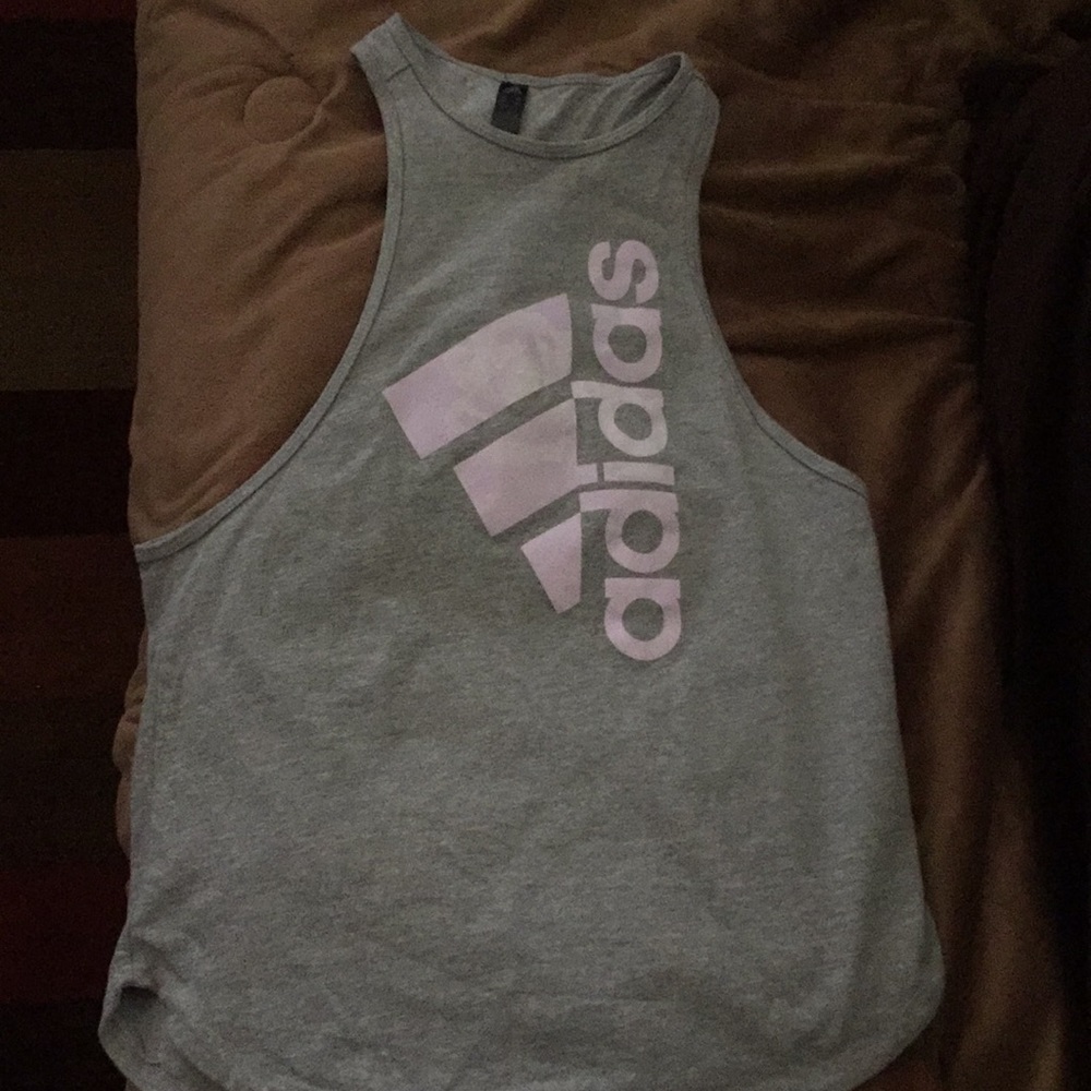 Adidas Grey racerback high neck tank